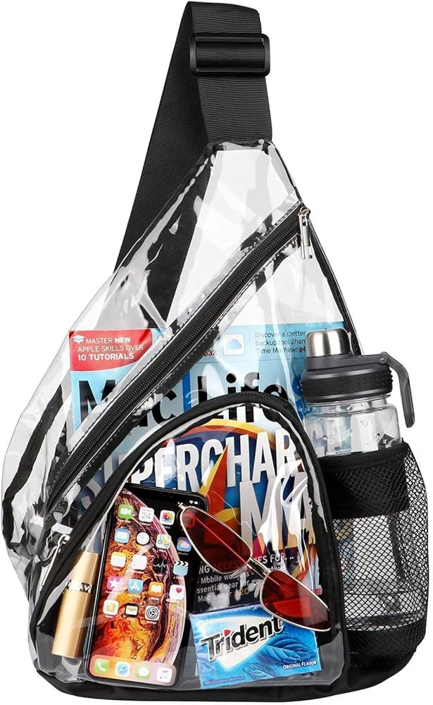 HULISEN Clear PVC Sling Bag Stadium Approved, Backpack with Adjustable Strap | Amazon (US)