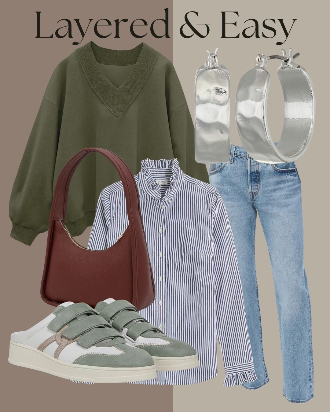 Layered casual outfit with green sweater, striped button down, straight leg jeans and neutral sneakers.
This is an easy spring layering formula that adds dimension without feeling bulky and works for everyday errands or casual weekends.

#LTKSeasonal #LTKStyleTip #LTKDenim #LTKSneakers #LTKSpring #LTKCasual


#LTKootd