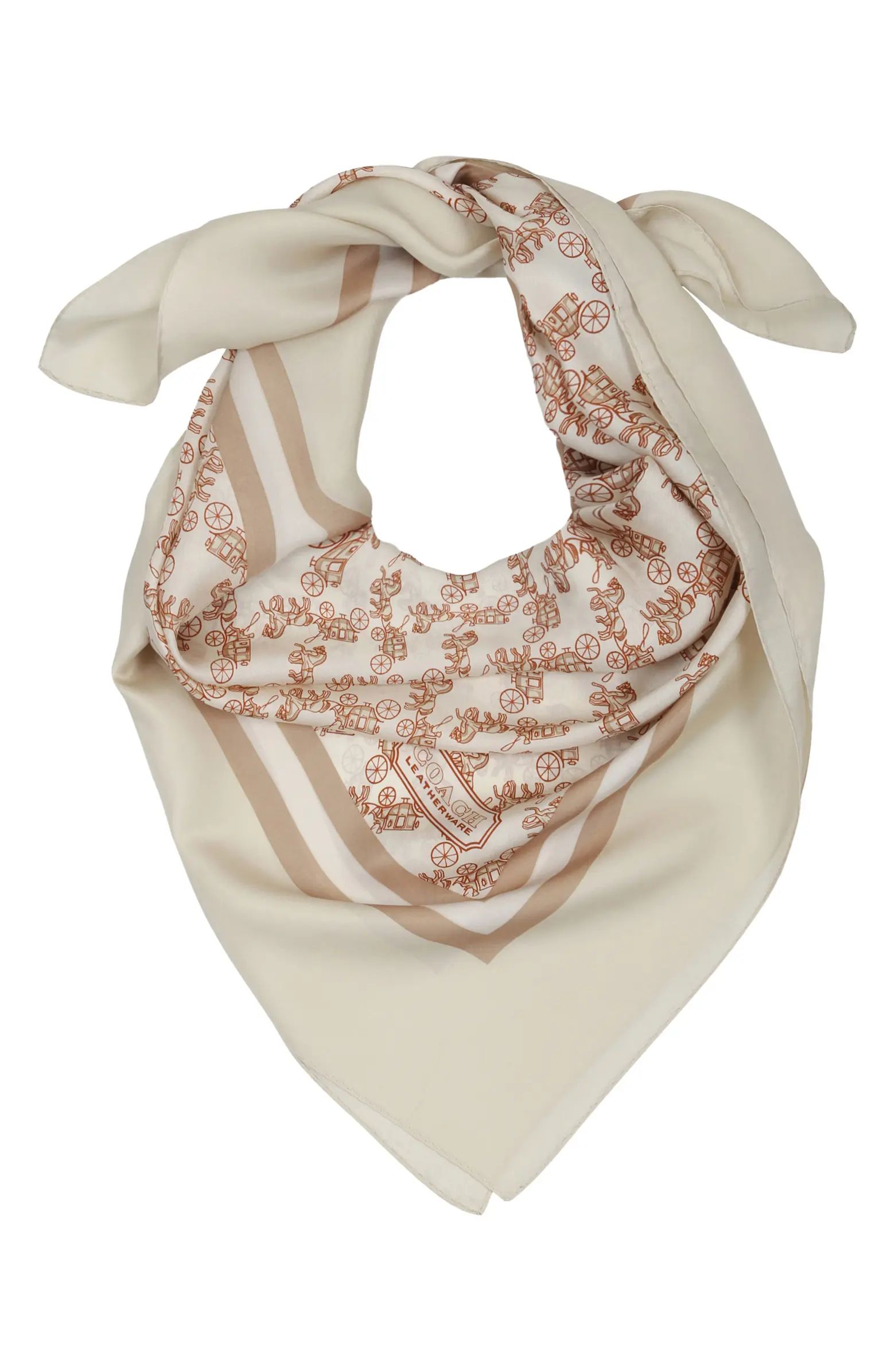 Horse & Carriage Print Silk Square Scarf | Nordstrom