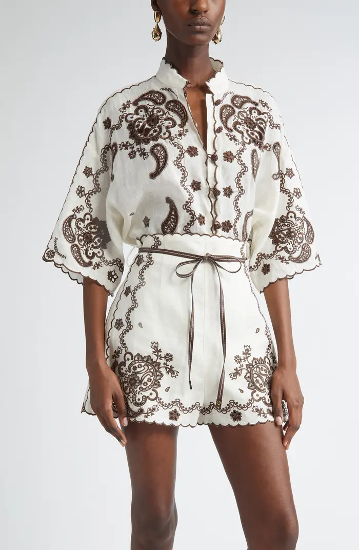 Zimmermann Ascension Embroidered Linen Shirt | Nordstrom | Nordstrom