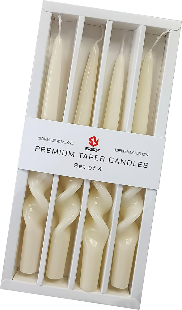 Spiral Taper Candlesticks Unscented Handmade Candle White Twisted Candles for Wedding Dinner Hous... | Amazon (US)