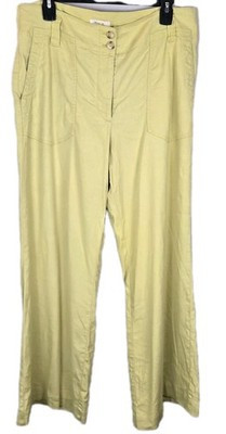 Maeve Anthropologie Colette Wide Leg Crop Pants Lt Green Sz 18 Linen Blend Luxur | eBay US