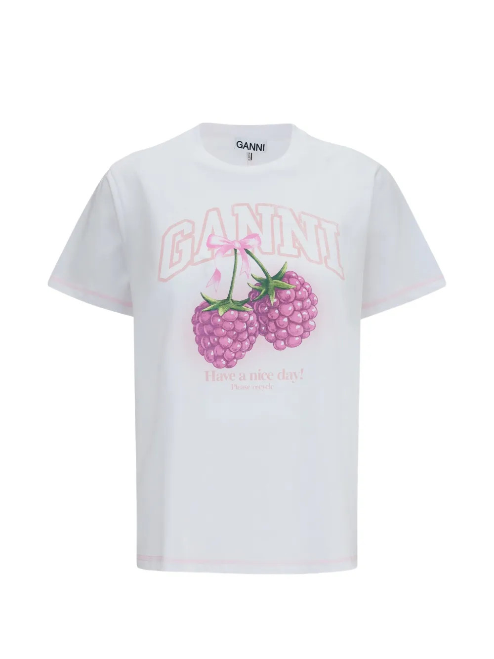 GANNI raspberry-print T-shirt | White | FARFETCH AO | Farfetch Global