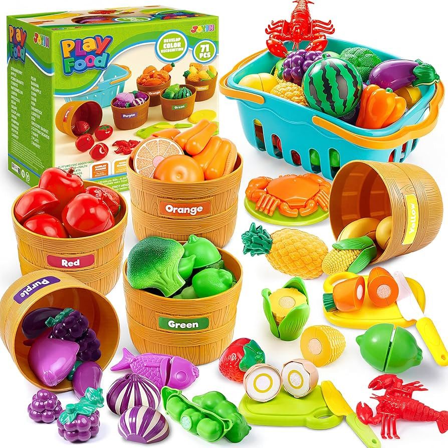 JOYIN Learning Toys Play Food Set for Toddlers, Cutting Food for Preschool Activities, Play Kitch... | Amazon (US)