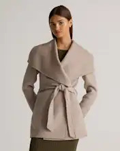 Double-Faced Merino Wool Draped Collar Short Wrap Coat | Quince