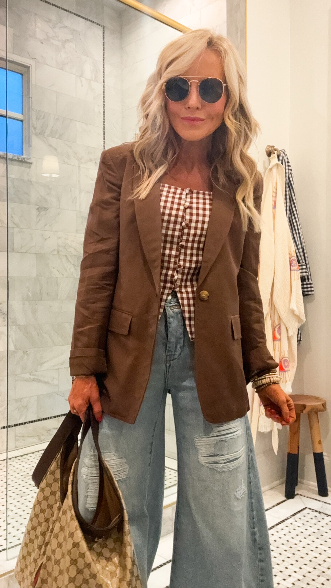 all the brown and white please! wearing 00p in blazer, XS in peplum top and size 24 in denim • 

#LTKgrwm #LTKootd #LTKdayinmylife
