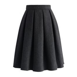 Wool-blend Pleated Twill Skirt | Chicwish