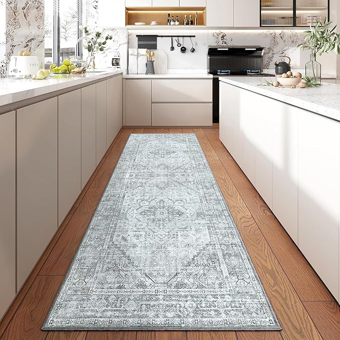 BRICHOEE Hallway Runner Rug 2.6x8 Ft Light Grey/Multi Anti-Skid Printed Persian Entryway Mat Mach... | Amazon (US)