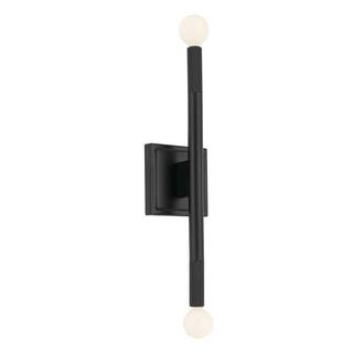 KICHLER Odensa 17 in. 2-Light Black Living Room Wall Sconce Light 52556BK - The Home Depot | The Home Depot