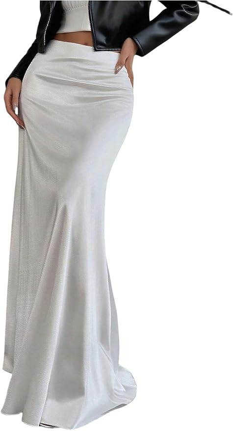 GORGLITTER Women's Elegant Floor Length Satin Maxi Skirt Wedding Evening Party High Waist A Line ... | Amazon (US)
