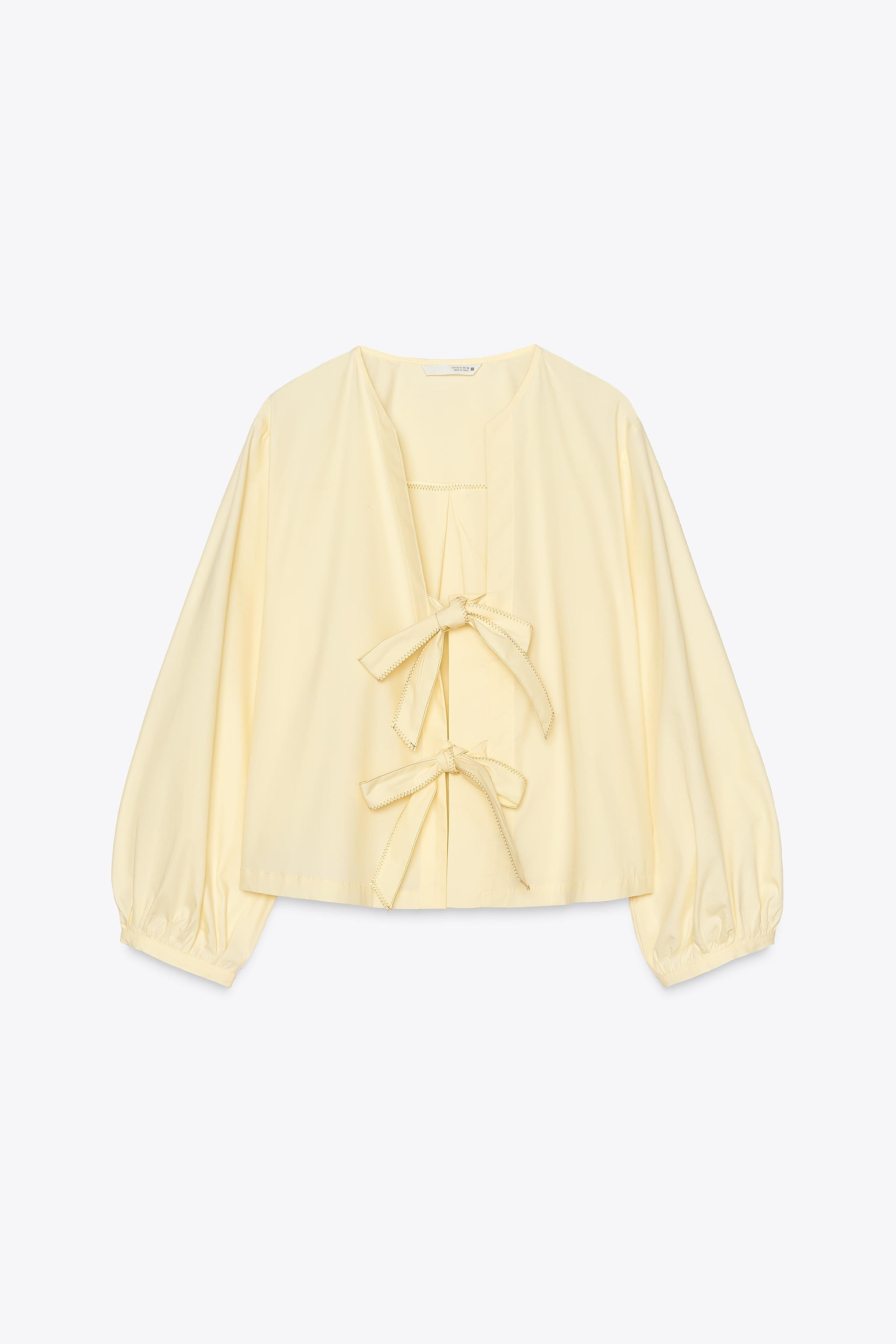 POPLIN TIE BLOUSE | Zara US