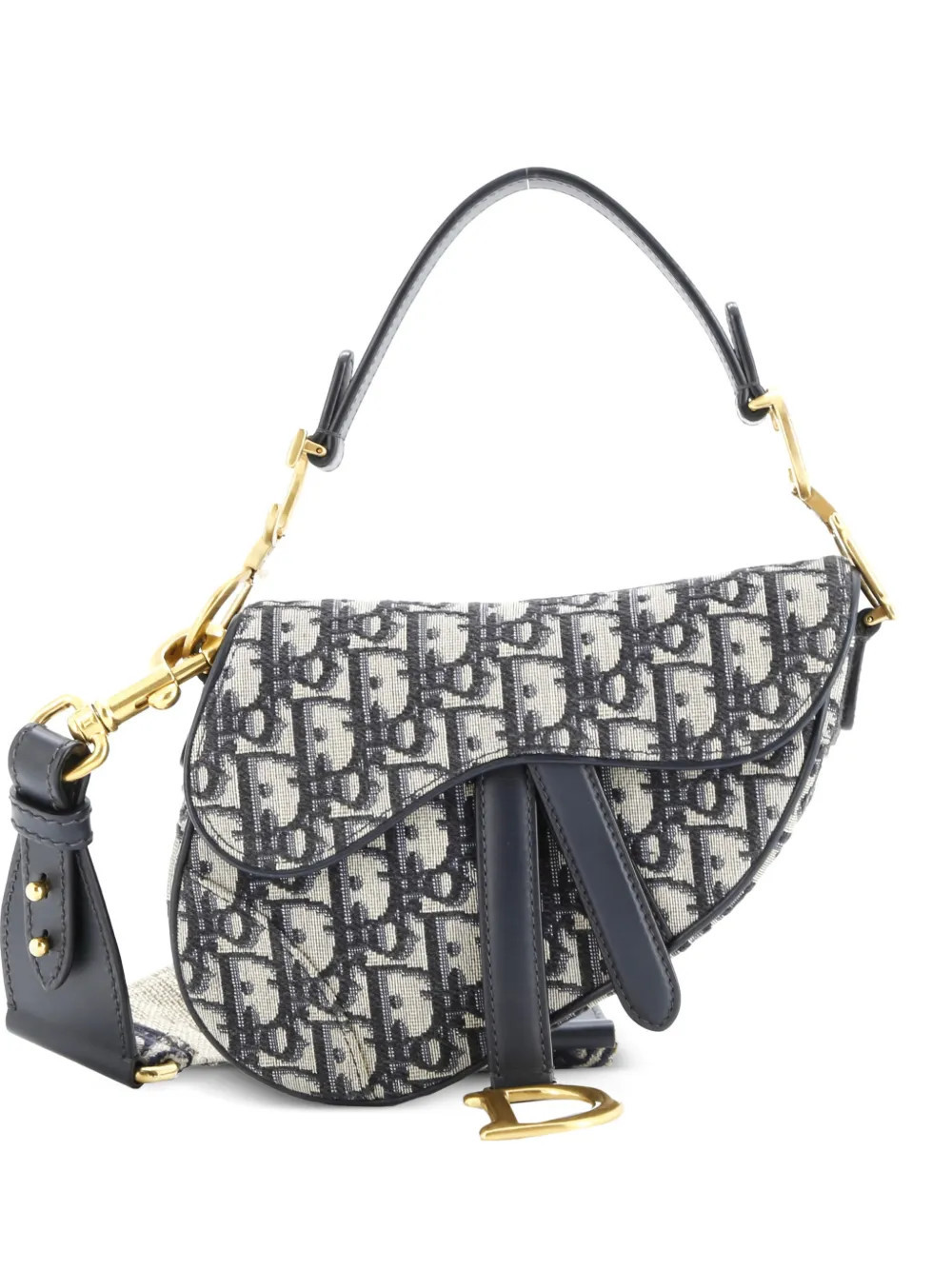 Christian Dior Pre-Owned Saddle Handbag with Strap Oblique Canvas Mini shoulder bag - Blue | Farfetch Global