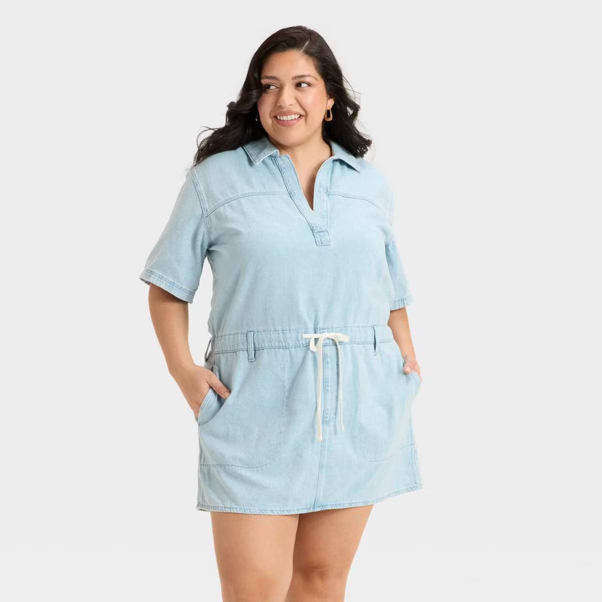 Women's Short Sleeve Drop Waist Drawstring Mini Dress - Universal Thread™ | Target