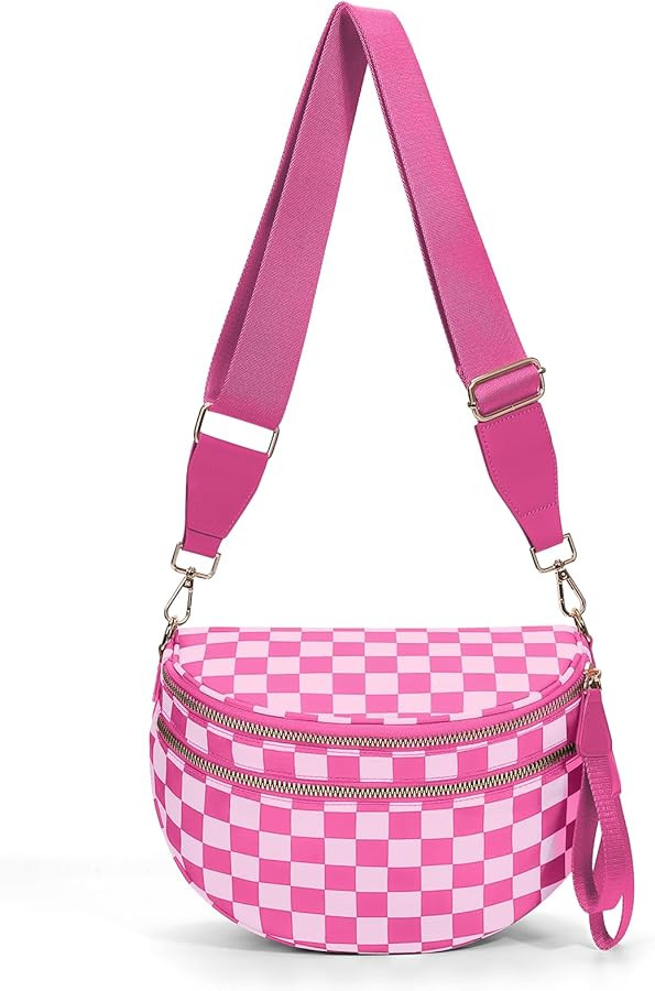 Checkered Crossbody Bum Bags for Women Nylon Checkered Purse Checkerboard Fanny Pack | Amazon (US)