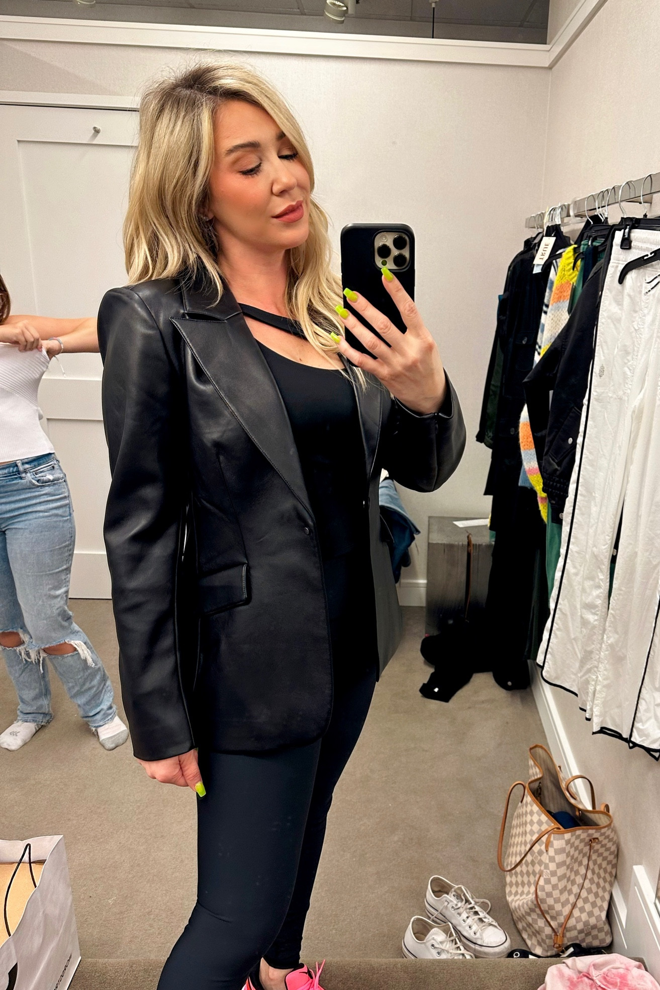 Love the structure and fit of this faux leather jacket. Wearing a M

#nsale

#LTKxNSale