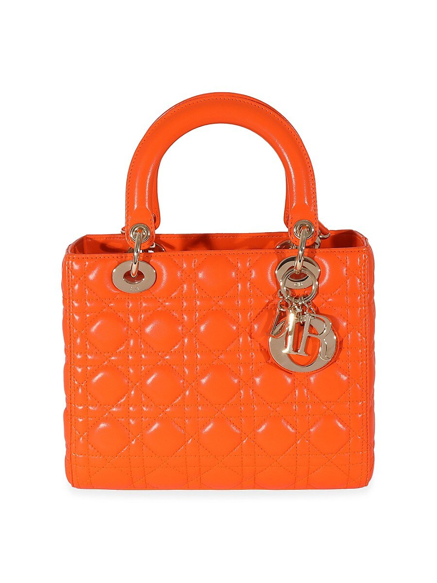Women's Christian Dior Orange Cannage Lambskin Medium Lady Dior - Orange | Saks Fifth Avenue OFF 5TH