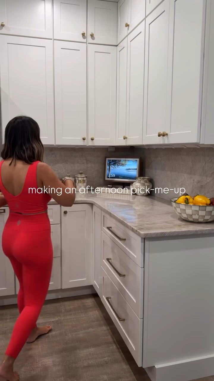 I still absolutely love the color of this Free People set. It’s so comfortable lounging in, but also is perfect for my workouts. I’m obsessed with our kitchen updates, even when I feel super short making my afternoon pick me up beverages. It makes the room seem so big with the tall cabinets though, so I will continue using my stool to reach 😂.

#LTKPetite #LTKMidsize #LTKHome