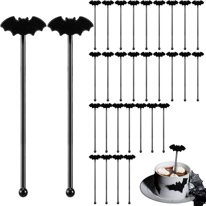 30 Pcs Halloween Swizzle Sticks Plastic Coffee and Cocktail Stirrers Fall Thanksgiving Drink Stir... | Amazon (US)
