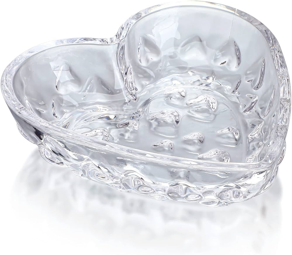 H&D 5.1'' Crystal Jewelry Tray for Women Girls, Heart Shaped Jewelry Plate Ring Dish, Clear Trink... | Amazon (US)