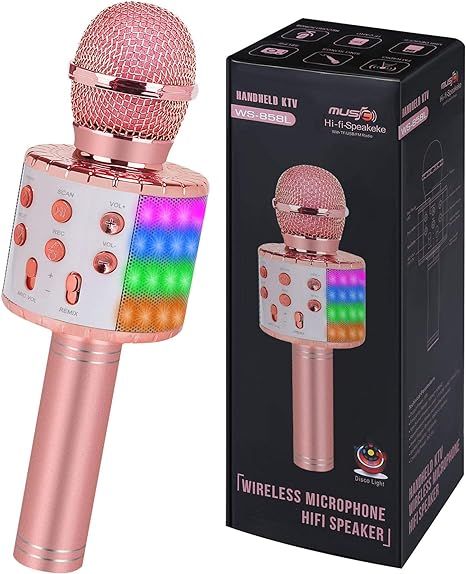Toys For Girls Karaoke Microphone - Portable Wireless Bluetooth Karaoke Mic with Led Light, Toys ... | Amazon (US)