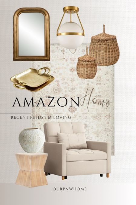 Beautiful spring home favorites from Amazon!

Neutral home, neutral accent chair, wood end table, textured vase, gold tray, gold semi-flush mount lighting fixture, decorative basket, gold framed mirror, area rug, Amazon home

#LTKSeasonal #LTKhome #LTKstyletip