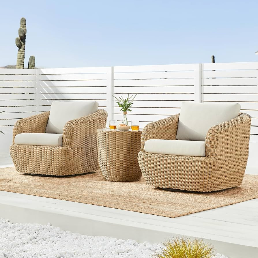 CHITA 3 Pieces Patio Wicker Furniture Set, Outdoor Rattan Bistro Set with Removable Thickened Cus... | Amazon (US)