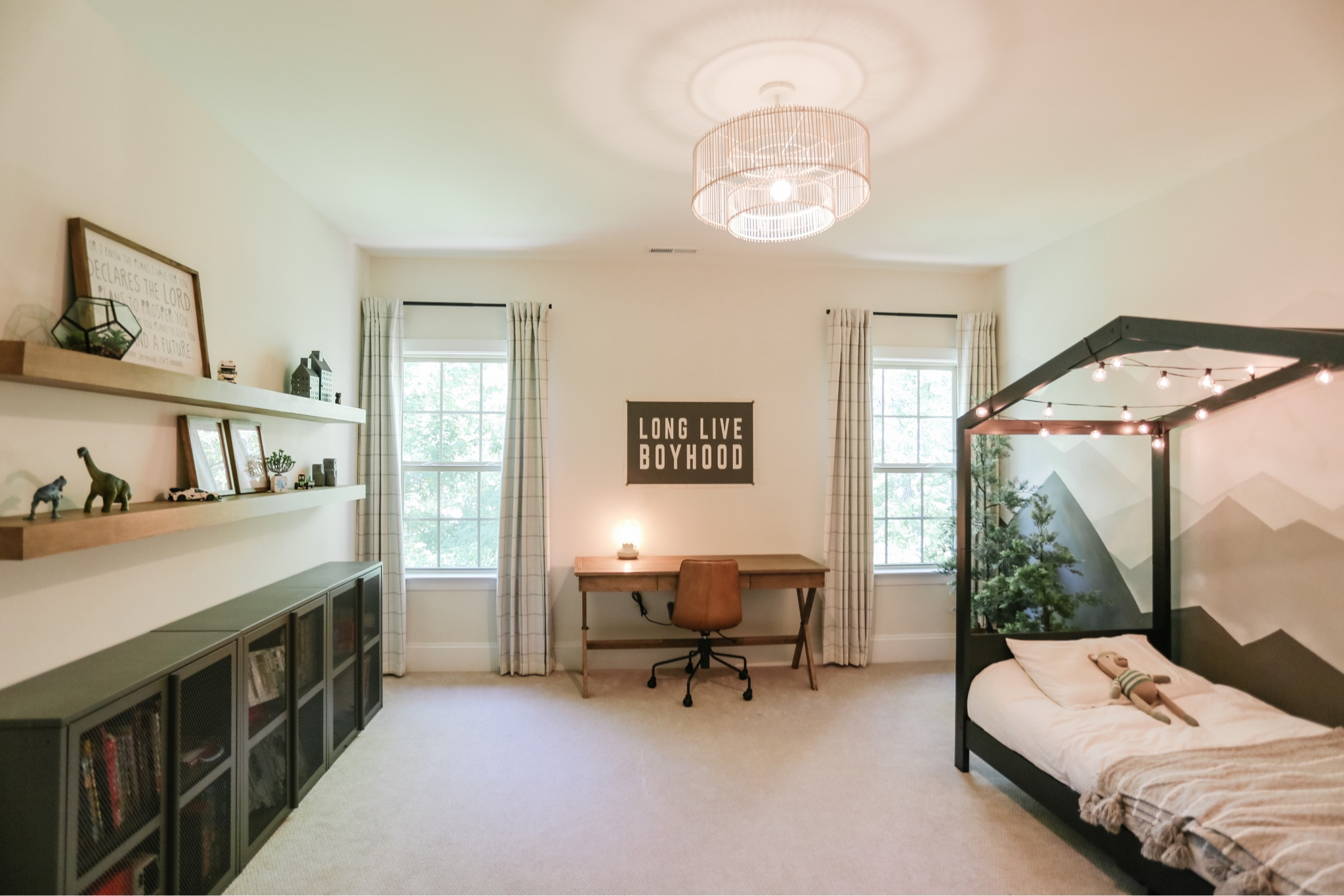 #boybedroom #kidsbedroom #teenbedroom curtains homework desk leather chair canopy bed kids chandelier 

#LTKhome #LTKkids