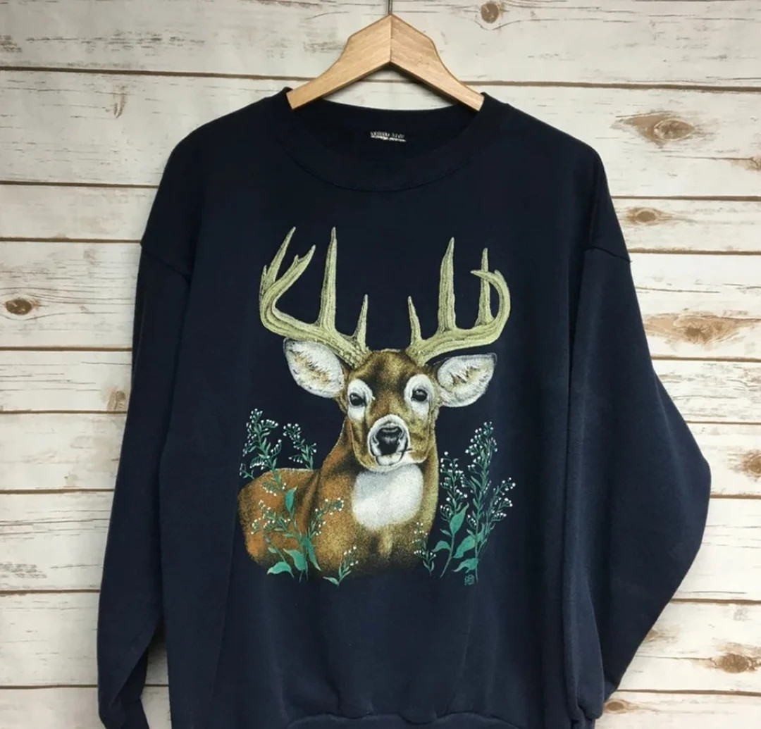 Vintage 90's Whitetail Deer crewneck sweatshirt Buck Deer crew neck sweatshirt Buck Made in USA N... | Etsy (US)
