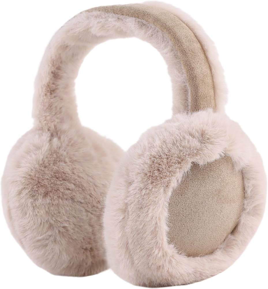 Zsedrut Winter Women Earmuff Foldable Ear Warmer Fluffy Ear Cover Warm Outdoor | Amazon (US)