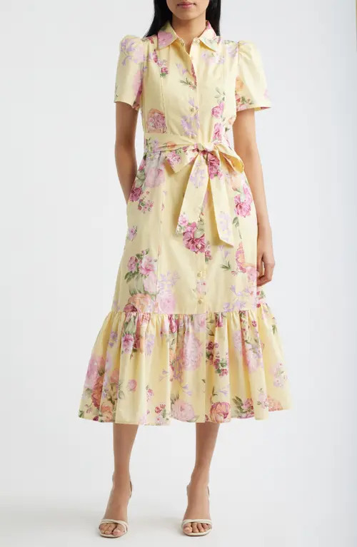 Anne Klein Floral Shirtdress in Daffodil Multi at Nordstrom, Size 0 | Nordstrom