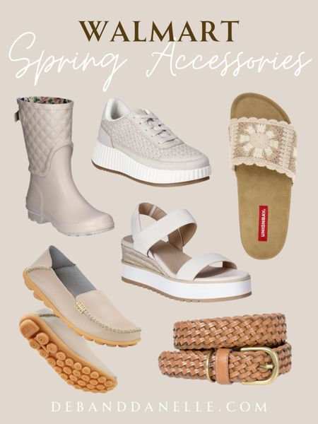 Perfect neutral accessories for Spring from Walmart. I love that they have shoes for a night out, a rainy day, or for running errands. There are so many cute options. #walmart #shoes #sandals #rainboots #wedges #loafers

#LTKshoecrush