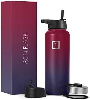 Iron Flask Sports Water Bottle - 40 Oz, 3 Lids (Straw Lid),Vacuum Insulated Stainless Steel, Mode... | Amazon (US)
