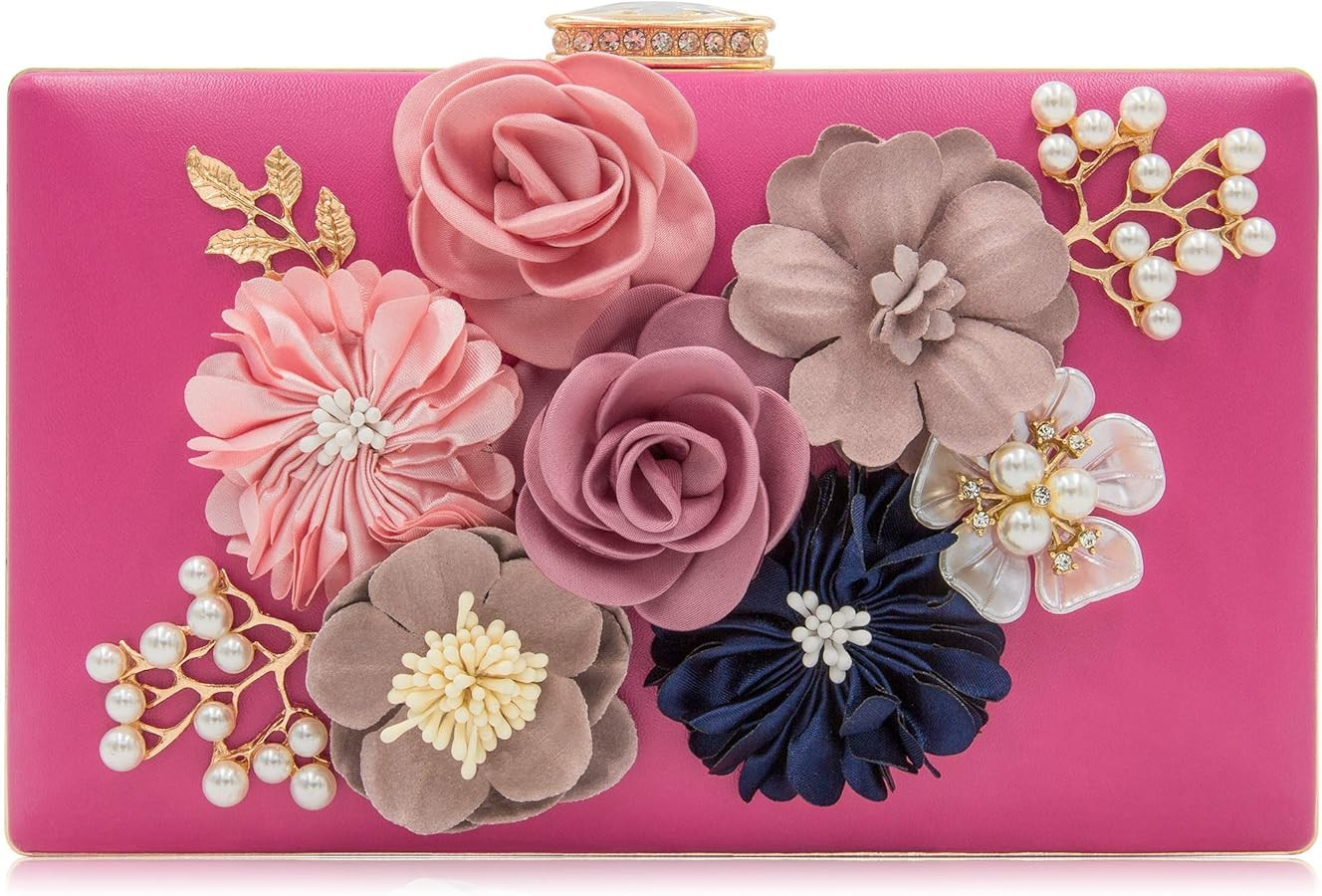 Evening Bag for Women, Flower Wedding Evening Clutch Purse Bride Floral Clutch Bag | Amazon (US)