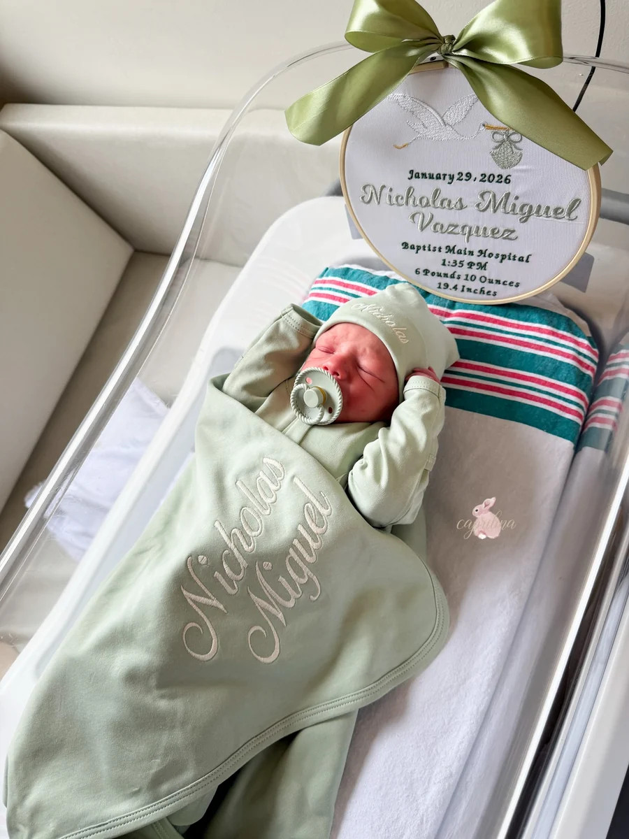 Classic Sage Double-Zipper Personalized Newborn Set | Caprilina