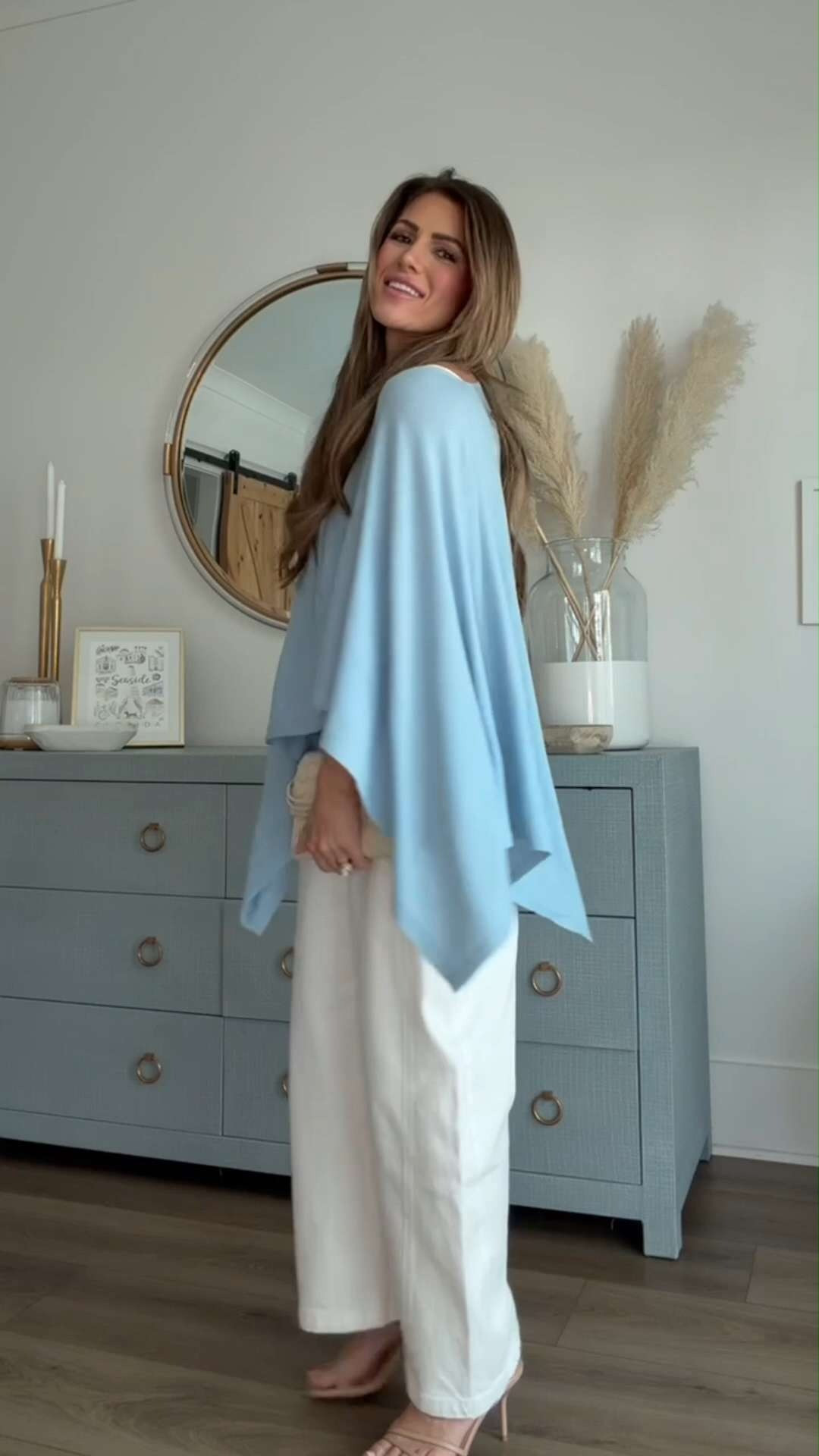 Spring outfit with poncho, barrel leg jeans, spring outfit, casual chic, white jeans, jess fay 

 #LTKPetite