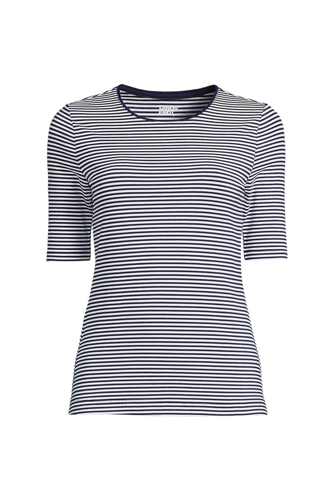 Women's Lightweight Jersey Skimming Elbow Sleeve Crew Neck T-shirt - Lands' End - Blue - XS | Lands' End (US)