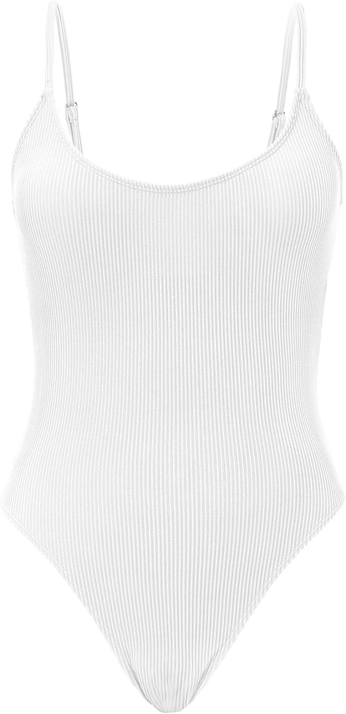 American Trend One Piece Swimsuit Women Swim Suits for Women 2024 Ribbed Open Back Bathing Suit S... | Amazon (US)