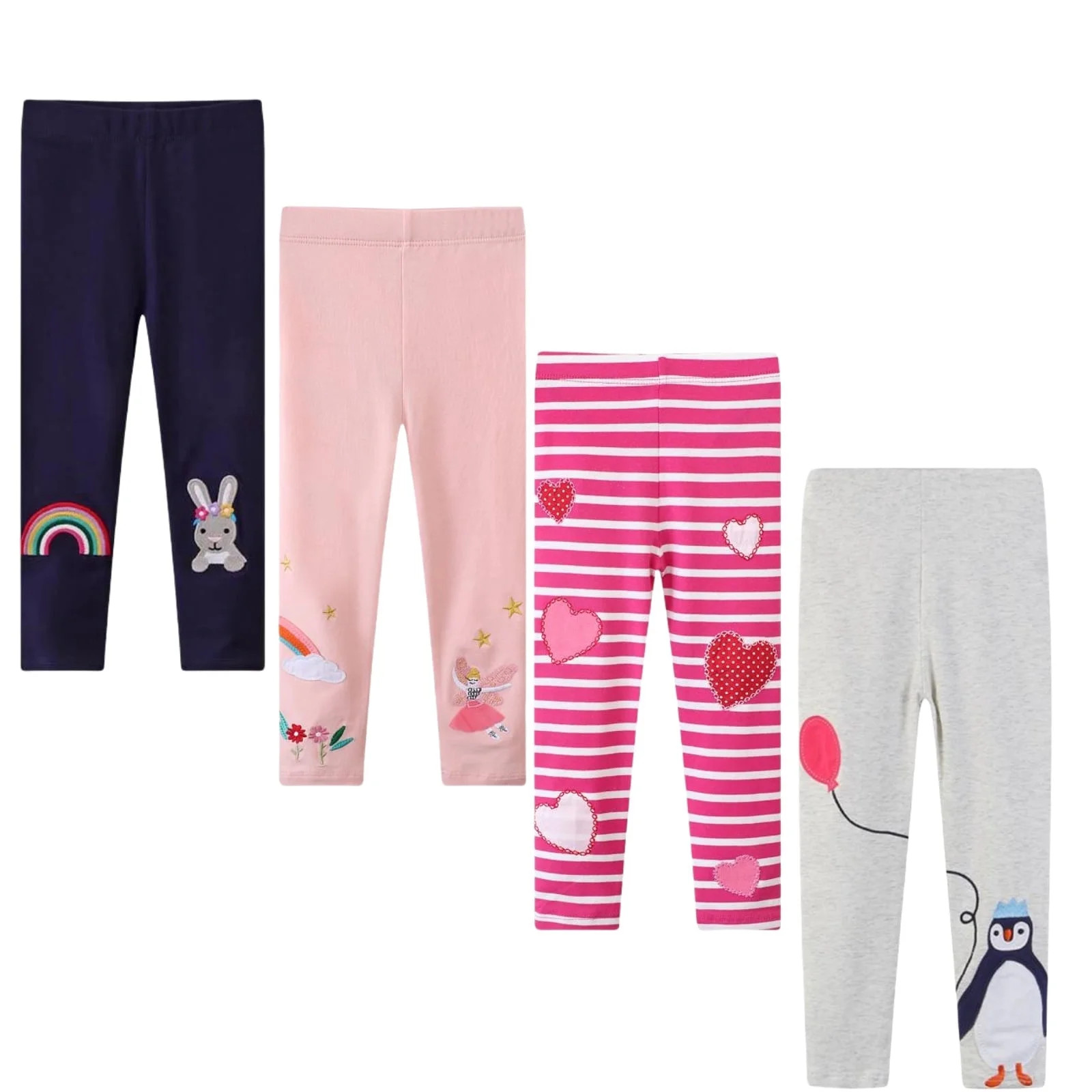 Girls' Assorted Everyday Pull on Leggings, 4-Pack, Sizes 2T-7T - Walmart.com | Walmart (US)