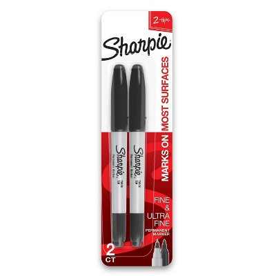 Sharpie 2pk Permanent Markers Twin Tip Black: Fine & Ultra Fine Point, Art & Office Supplies, No Choking Hazard | Target