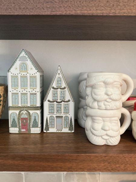 The cutest Santa mugs on sale! And how fun are these tin houses? They light up and came with cookies and the small one came with tea. Cute as a teacher gift with a ribbon wrapped around!

#LTKhome #LTKHoliday #LTKfindsunder50
