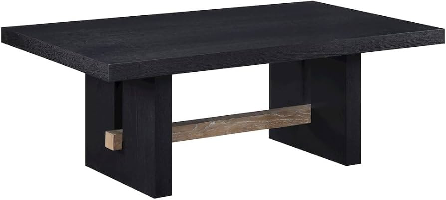 Black Coffee Table with Durable MDF, Rubberwood and Iron Frame, Modern Design, Sturdy Constructio... | Amazon (US)