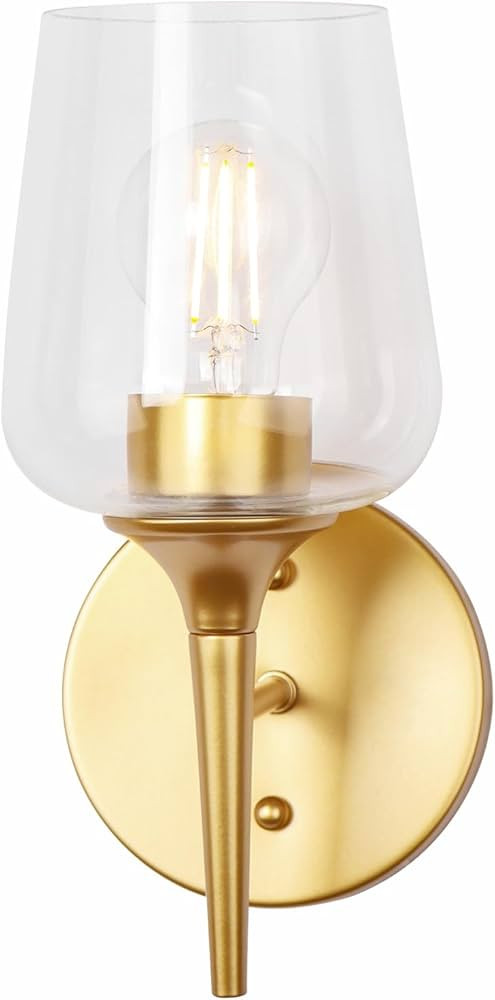 LPRZSG Bathroom Light Fixtures, Gold Modern Vanity Lights with Clear Glass Shade, Bathroom Wall L... | Amazon (US)