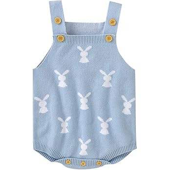 MoZiKQin Baby Girl Boy Easter Bunny Romper Sleeveless Knitted Bodysuit Jumpsuit My 1st Easter Out... | Amazon (US)