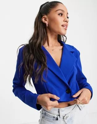 I Saw It First cropped blazer co ord in cobalt blue | ASOS (Global)