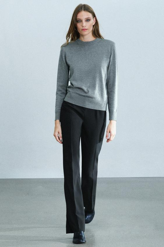 Zara - Knit Jumper With Shoulder Pads - Black - S - Woman | Zara UK