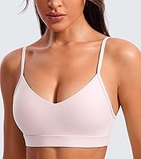 CRZ YOGA Butterluxe V-Neck Sports Bras for Women - Adjustable Thin Straps Padded Yoga Top Basic W... | Amazon (US)