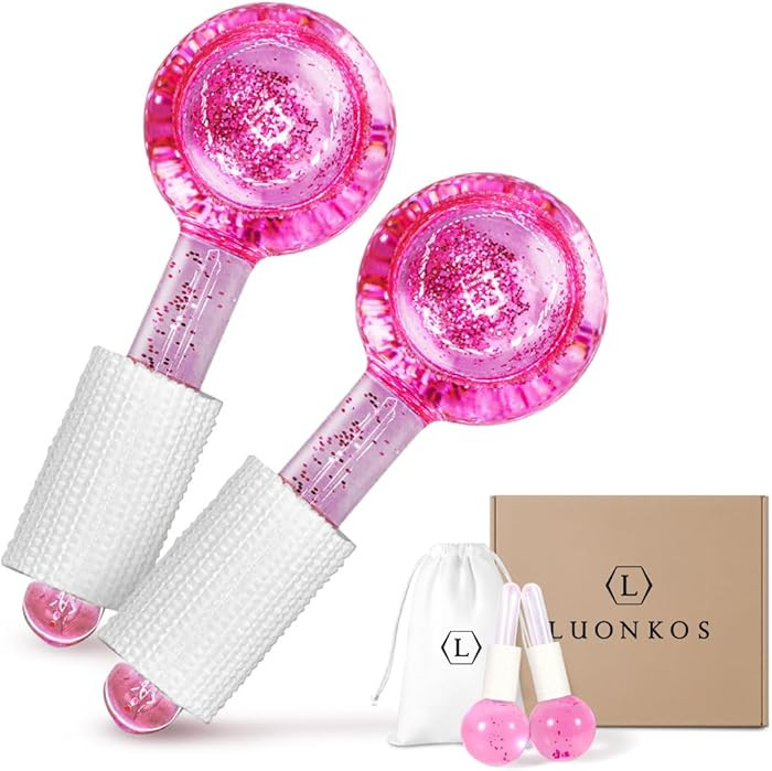 LUONKOS - Globos de hielo para cara, color rosa, juego de 2 – Herramientas faciales Gua Sha de ... | Amazon (US)