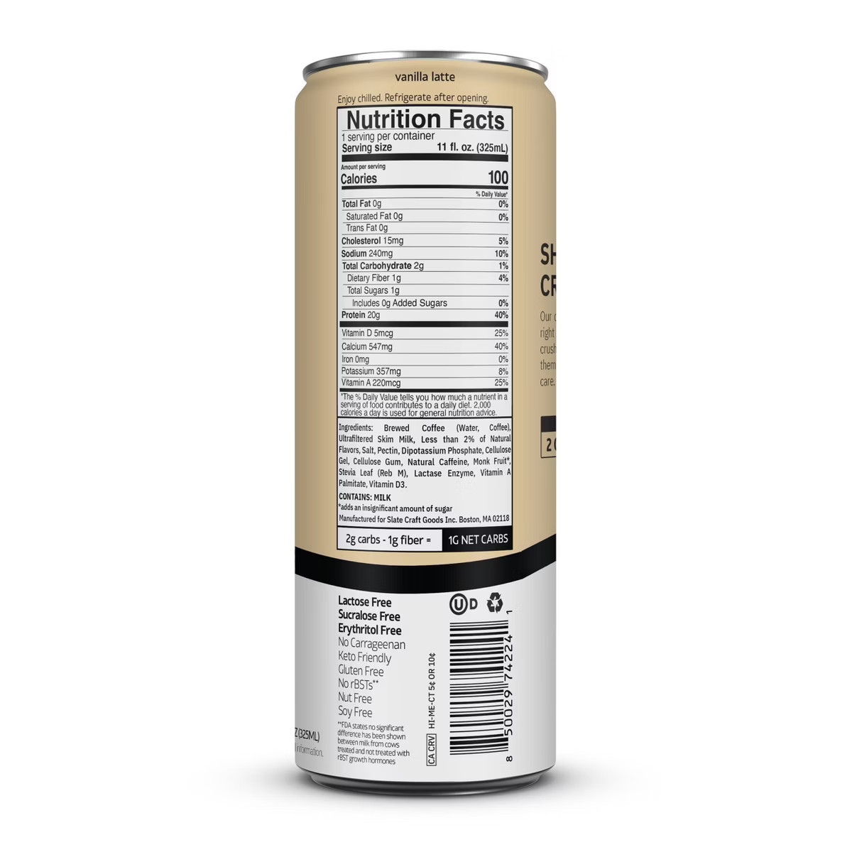 Slate Vanilla Latte High Protein Iced Coffee - 11 fl oz Can | Target