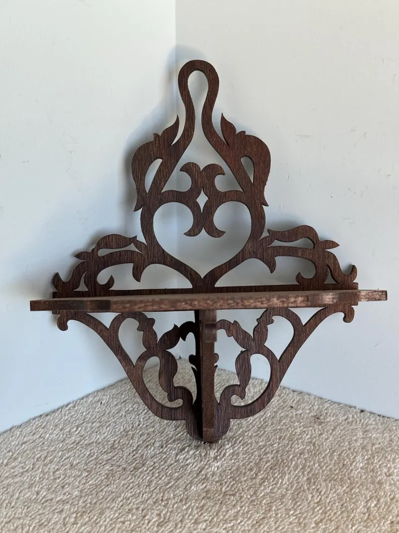 Handmade Walnut Victorian Fretwork Shelf: Small Wall Display - Etsy | Etsy (US)