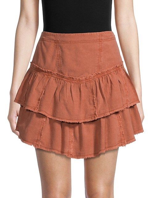 Ruffles In The Sand Tiered Denim Skirt | Saks Fifth Avenue OFF 5TH